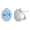 Mimi & Max 8 5/8ct Tgw Oval-cut Sky Blue And White Topaz Double Halo Leverback Earrings In Sterling Silver In Blue