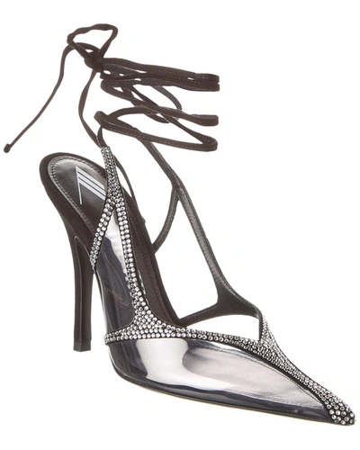 Attico Rhinestoned Venus Chrome See Through Slingbacks 10cm In Black