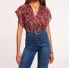 RAMY BROOK MELISSA BLOUSE IN SOIREE RED FRENCH FLORAL BURNOUT