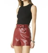 TART COLLECTIONS VEGAN LEATHER TIE WAIST SHORTS IN RED