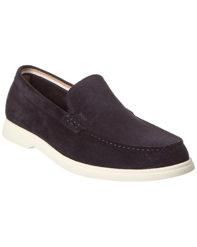 Hugo Boss Sienne Suede Moccasin In Dark Brown