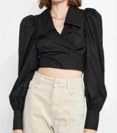 En Saison Minnelli Wrap Blouse In Black