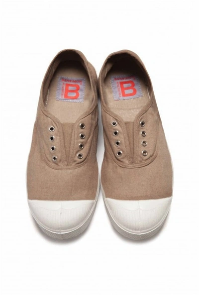 Bensimon Autumn Tiles Checks Patterned Womens Lace Tennis Shoes In Beige