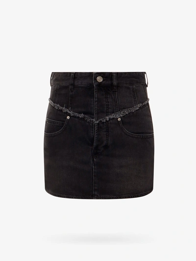 Isabel Marant Pocketed Denim Mini Skirt In Black