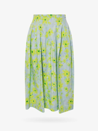 Marni A-line Floral-print Cotton Midi Skirt In Water