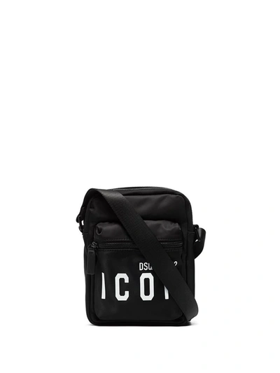 Dsquared2 Icon Logo-print Messenger Bag In Nero+nero