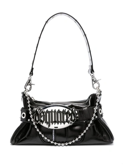 Dsquared2 Gothic Logo-plaque Leather Shoulder Bag In Black