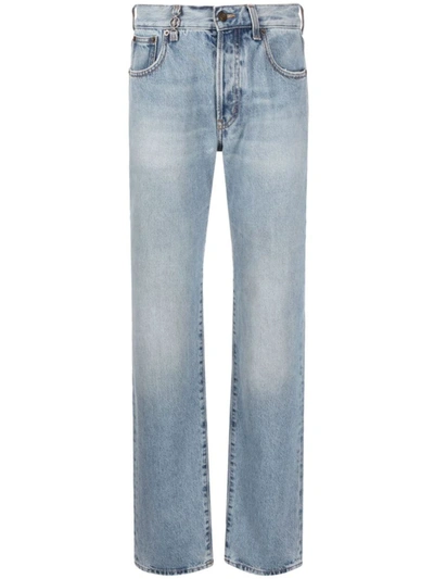 Saint Laurent Cassandre 5-pocket Straight-leg Jeans In Blue