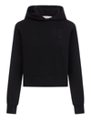 Palm Angels Brushed Cotton Hoodie With Embroidered Hoodie In Black