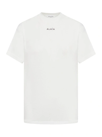 Alaïa Logo Cotton Jersey T-shirt In White