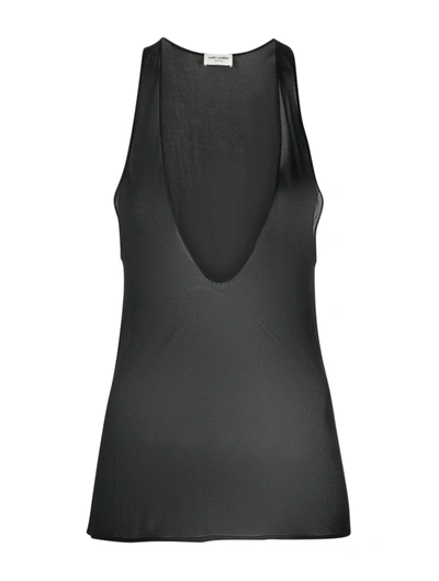 Saint Laurent Deep V-neck Tank Top In Noir