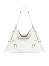 Givenchy Voyou Medium Shoulder Bag In Tumbled Leather In White