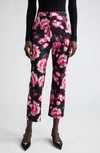 Adam Lippes Daphne Floral-print Cotton Twill Skinny-leg Ankle Pants In Black Floral