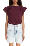 Isabel Marant Sebani Strong-shoulder Cap-sleeve Asymmetric T-shirt In Plum