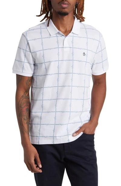 Original Penguin Stripe Polo In Bright White