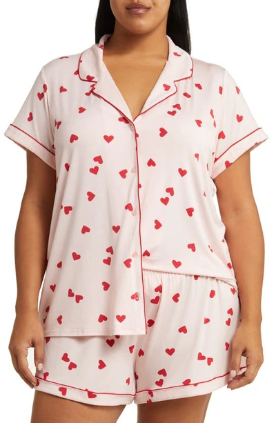 Nordstrom Moonlight Eco Short Pyjamas In Pink Lotus Heart Toss
