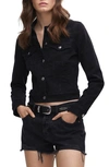 Mango Pocketed Denim Jacket Black Denim In Black Denim
