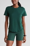 Zella Perforated Crewneck T-shirt In Green Park