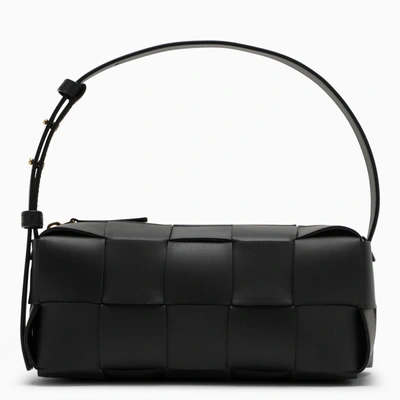 Bottega Veneta Womens Black Cassette Intrecciato Leather Shoulder Bag