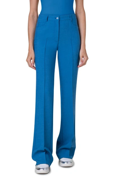 Akris Punto Faye Boot-cut Crepe Trousers In Medium Blue Denim