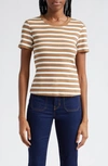 VERONICA BEARD DRAYA STRIPE RIB STRETCH COTTON TOP