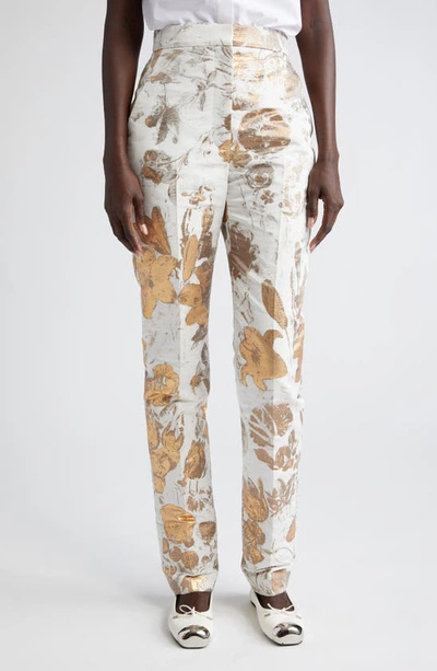 Alexander Mcqueen High-waisted Cigarette Trousers In Gold