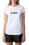 Zadig & Voltaire Zadig&voltaire Women's Blanc Je T'aime Slogan-print Short-sleeve Cotton T-shirt In White