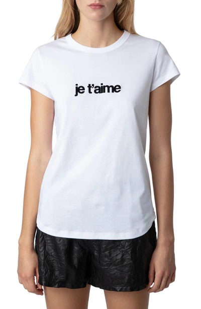 Zadig & Voltaire Zadig&voltaire Womens Blanc Je T'aime Slogan-print Short-sleeve Cotton T-shirt In White