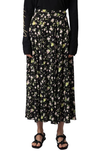 ZADIG & VOLTAIRE JOYO ROSE PRINT MIDI SKIRT