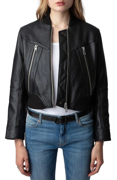 Zadig & Voltaire Bunta Cuir Reversible Jacket In Noir