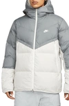 Nike Sportswear Storm-fit Windrunner Water Resistant Hooded Down Jacket In Grey