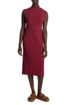 St John Cap Sleeve Stretch Cady Sheath Dress In Raspberry