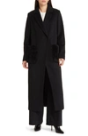 Kobi Halperin Channing Genuine Shearling Trim Wool Blend Coat In Black