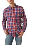 Lucky Brand Mesa Plaid Cotton Flannel Button-up Shirt In Indigo Multi