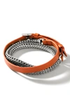 JOHN HARDY ICON LEATHER & STERLING SILVER WRAP BRACELET