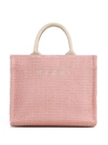 MARNI PINK TOTE BAG WITH LOGO EMBROIDERY IN RAFIA EFFECT FABRIC WOMAN