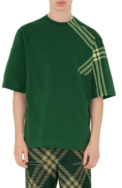 BURBERRY CHECK SLEEVE COTTON T-SHIRT