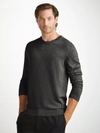Derek Rose Men's Sweater Orson Merino Wool Charcoal In Charcoal