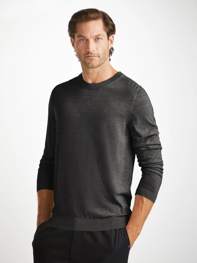 Derek Rose Men's Jumper Orson Merino Wool Charcoal