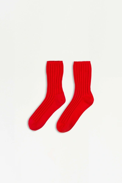 Jonathan Simkhai Ribbed Socks In Vernis Red