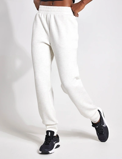 Varley Womens Ivory Marl The Slim Cuff 27.5' Relaxed-fit Mid-rise Stretch-woven Jogging Bottoms In White