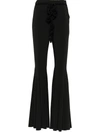 Rotate Birger Christensen Ruffle-detailing High-waist Flared Trousers In Black