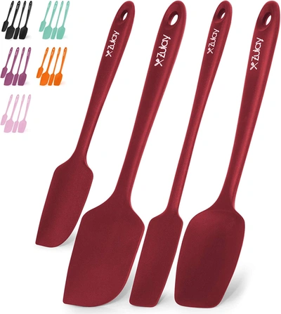 Zulay Kitchen Heat Resistant Silicone Spatula Set Tools For Cooking, Baking & Mixing In Red
