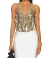 FREE PEOPLE ALL THAT GLITTERS TANK TOP IN GOLD COMBO
