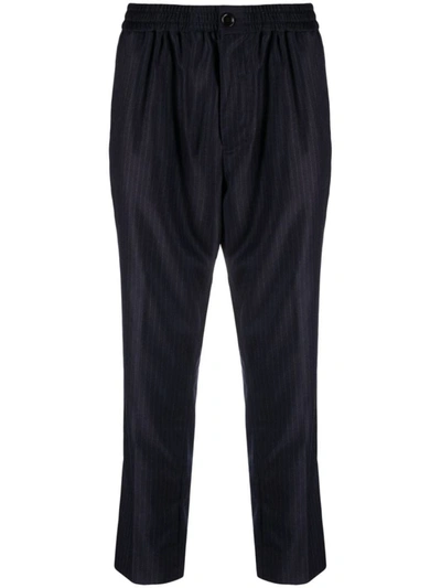 Ami Alexandre Mattiussi Cropped Wool Trousers In Blue