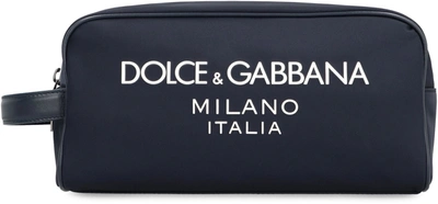 Dolce & Gabbana Nylon Wash Bag In Blue