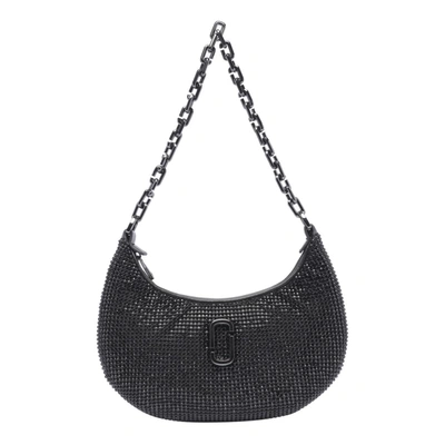 Marc Jacobs The Small Curve Rhinestone J Shoulder Bag In Black