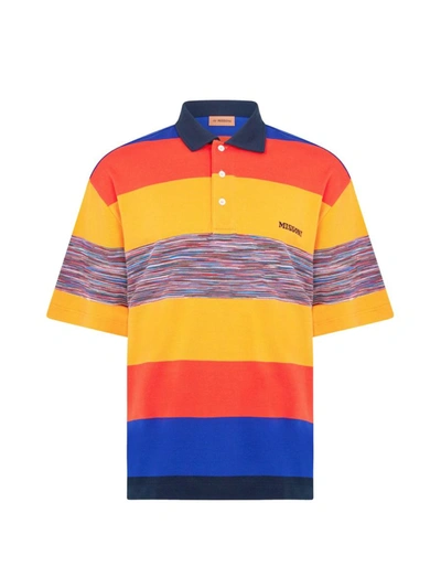 Missoni Striped Logo Embroidered Polo Shirt In Multiple Colors