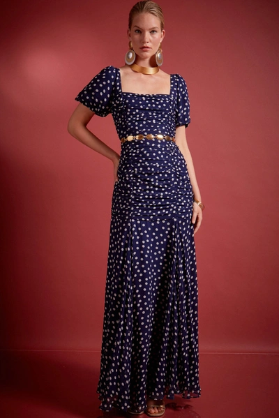 Rixo London Rixo Womens Scatter Spot Navy Leyane Polka-dot Woven Maxi Dress