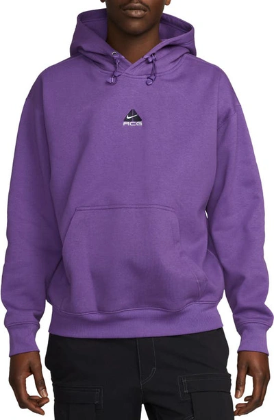 Nike Unisex  Acg Therma-fit Fleece Pullover Hoodie In Purple Cosmos/ Summit White